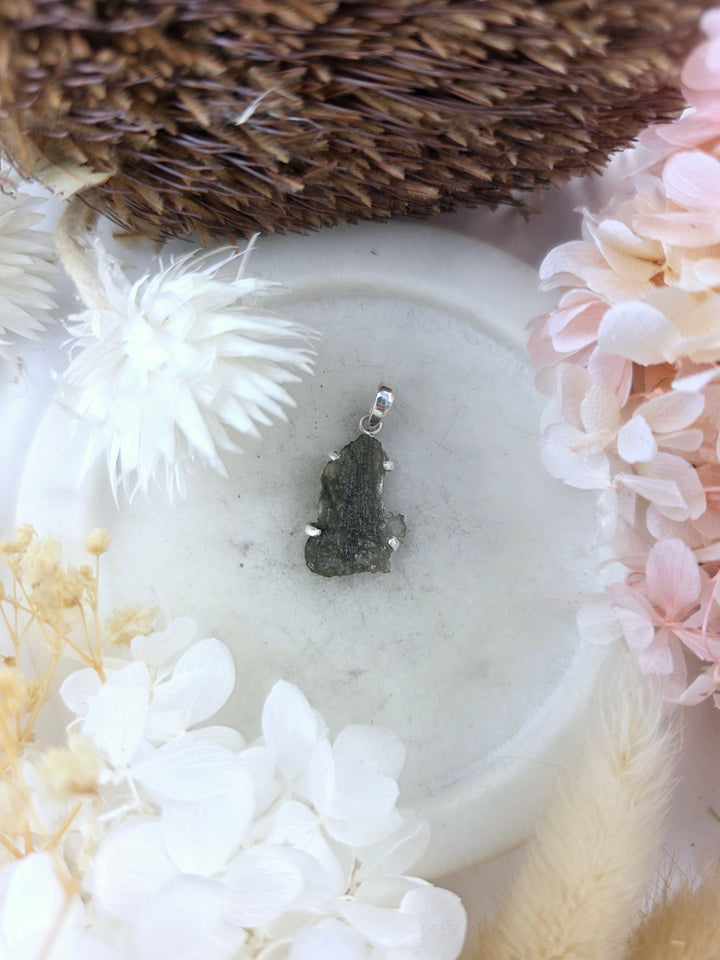 Moldavite Silver Pendant