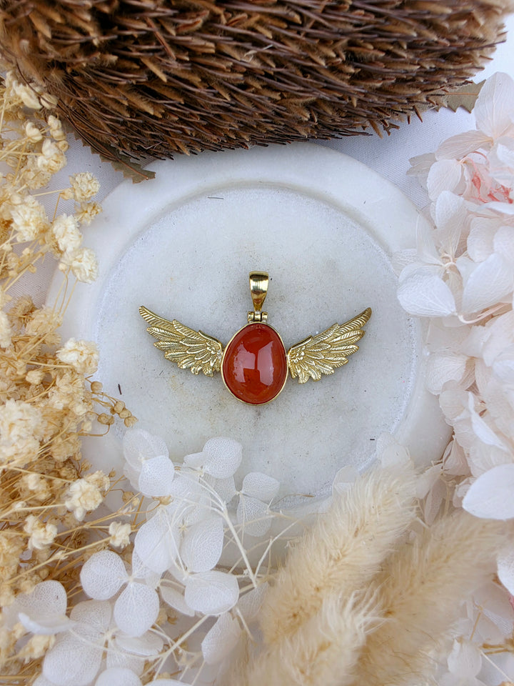 Carnelian Anahata Brass Pendant