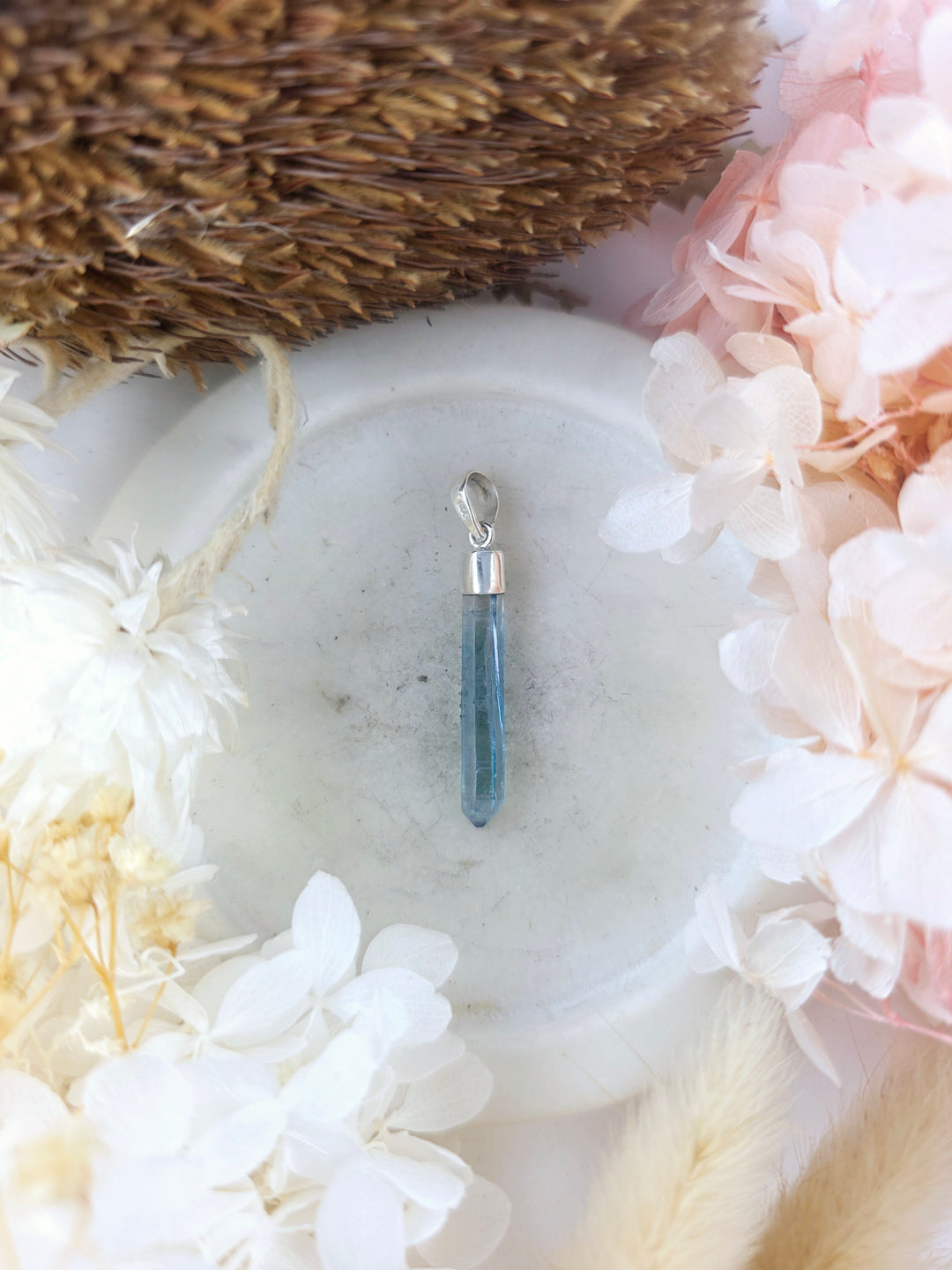 Aqua Aura Silver Pendant