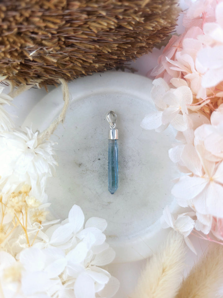 Aqua Aura Silver Pendant