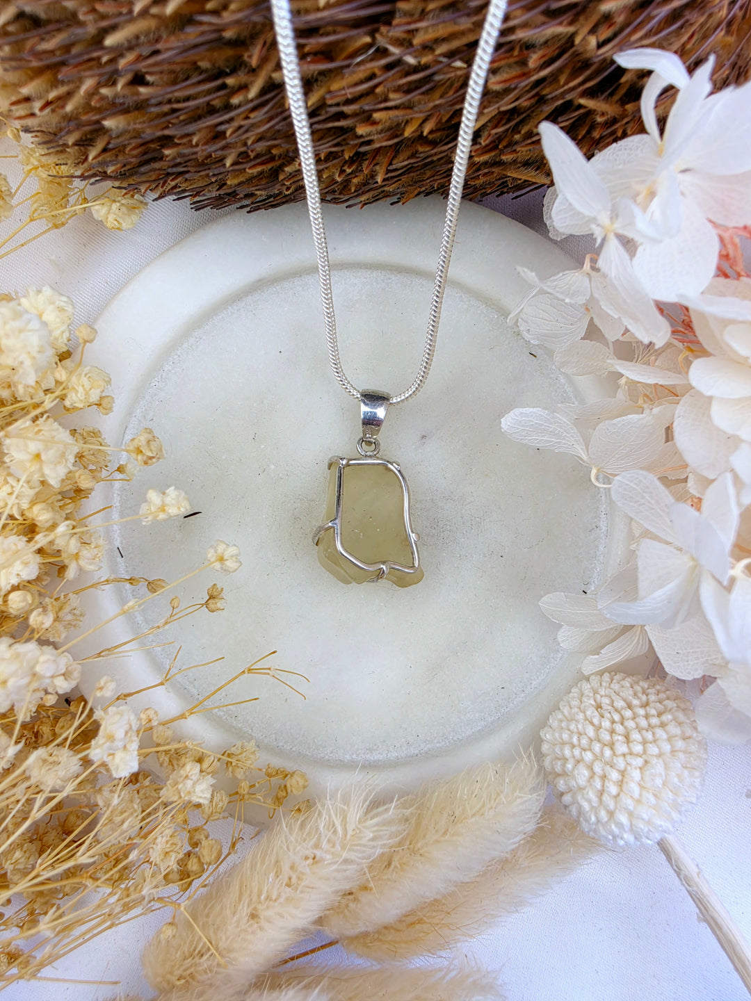 Libyan Desert Glass Silver Pendant — Written in the Stars