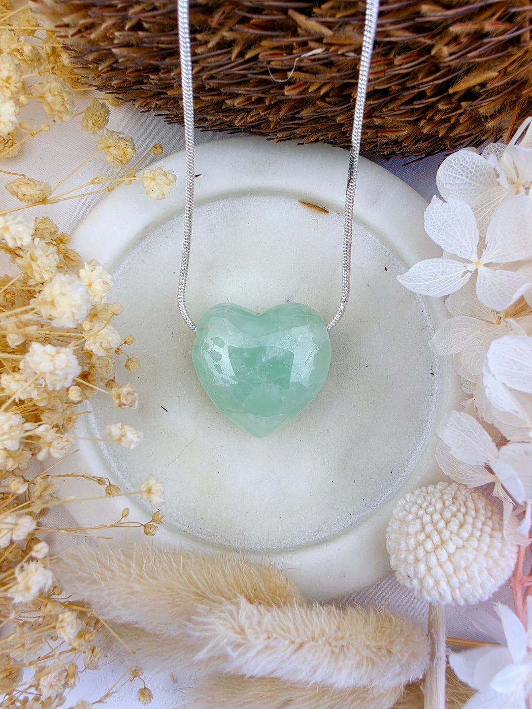 Prehnite Large Heart Pendant — Heal the Healer