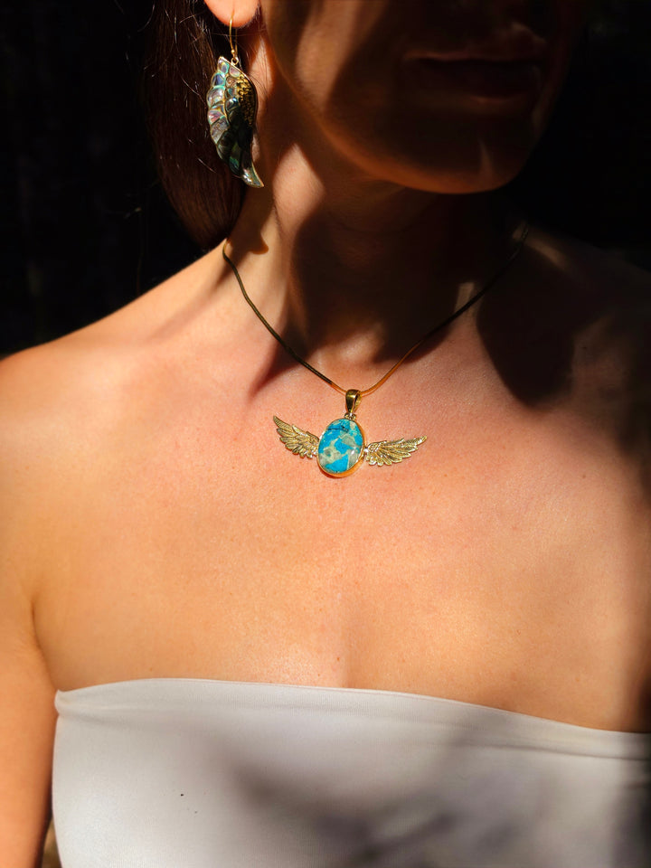 Chyrsocolla Anahata Brass Pendant