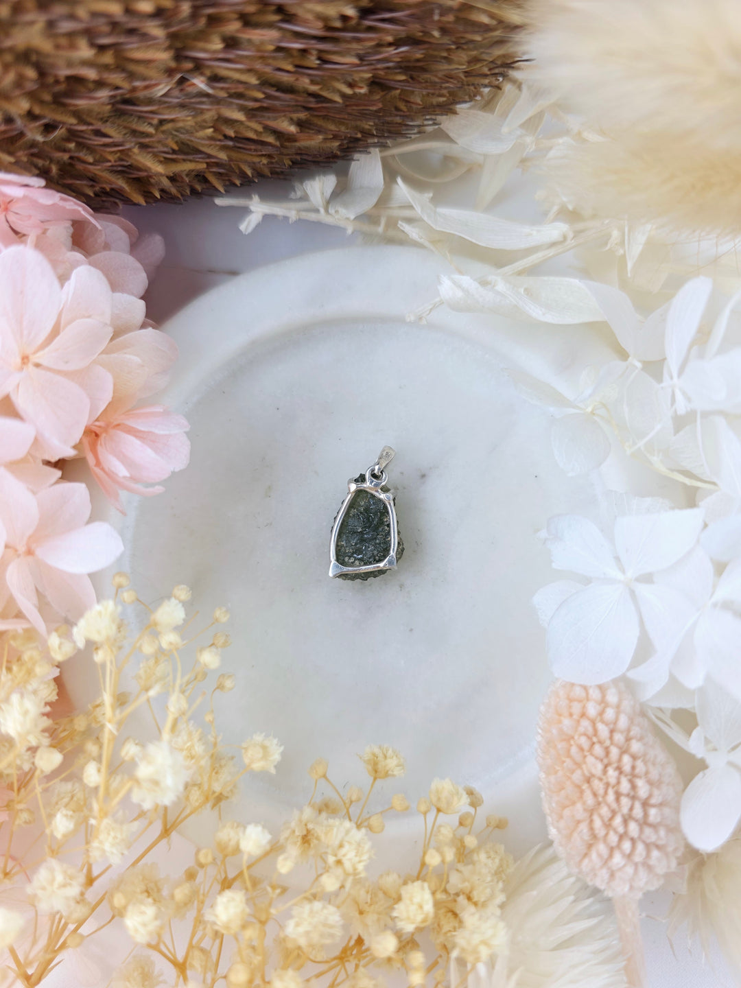 Moldavite Silver Pendant