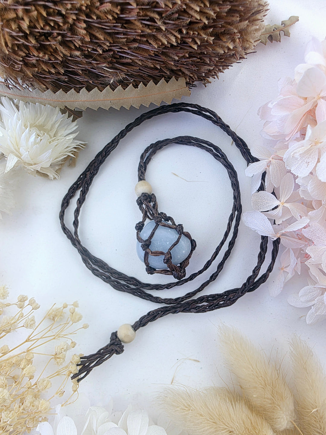 Macrame Net Crystal Holder Necklace