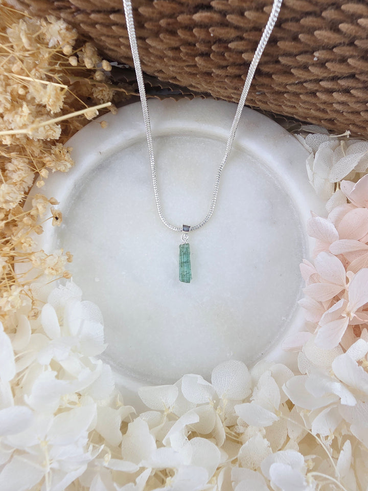 Green & Blue Tourmaline Silver Pendant — Flow & Flourish