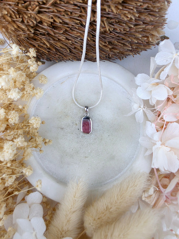 Watermelon Tourmaline Silver Pendant