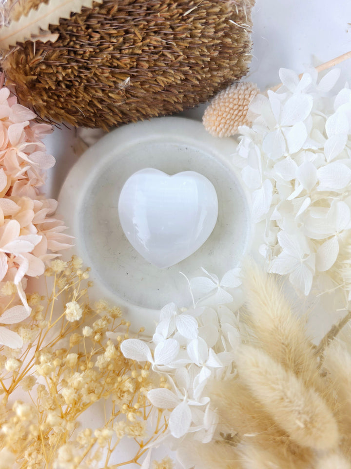 Selenite Puffy Heart