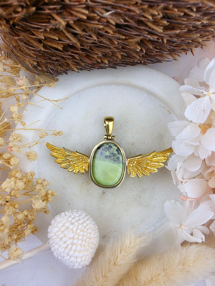 Serpentine Anahata Brass Pendant