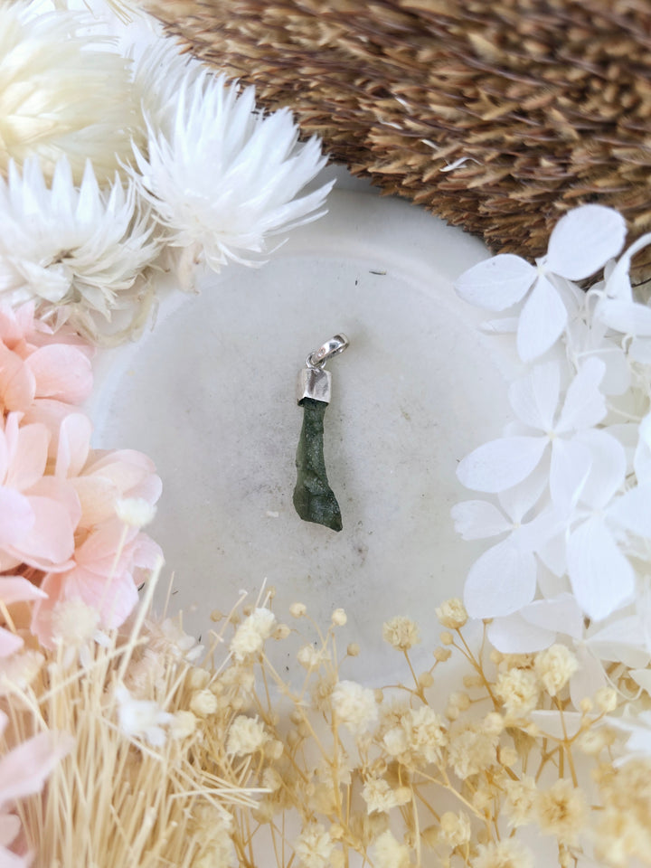 Moldavite Silver Pendant