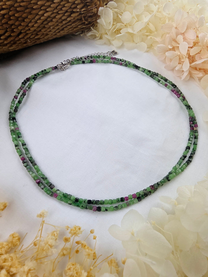 Ruby Zoisite Faceted Necklace - Passion and Growth