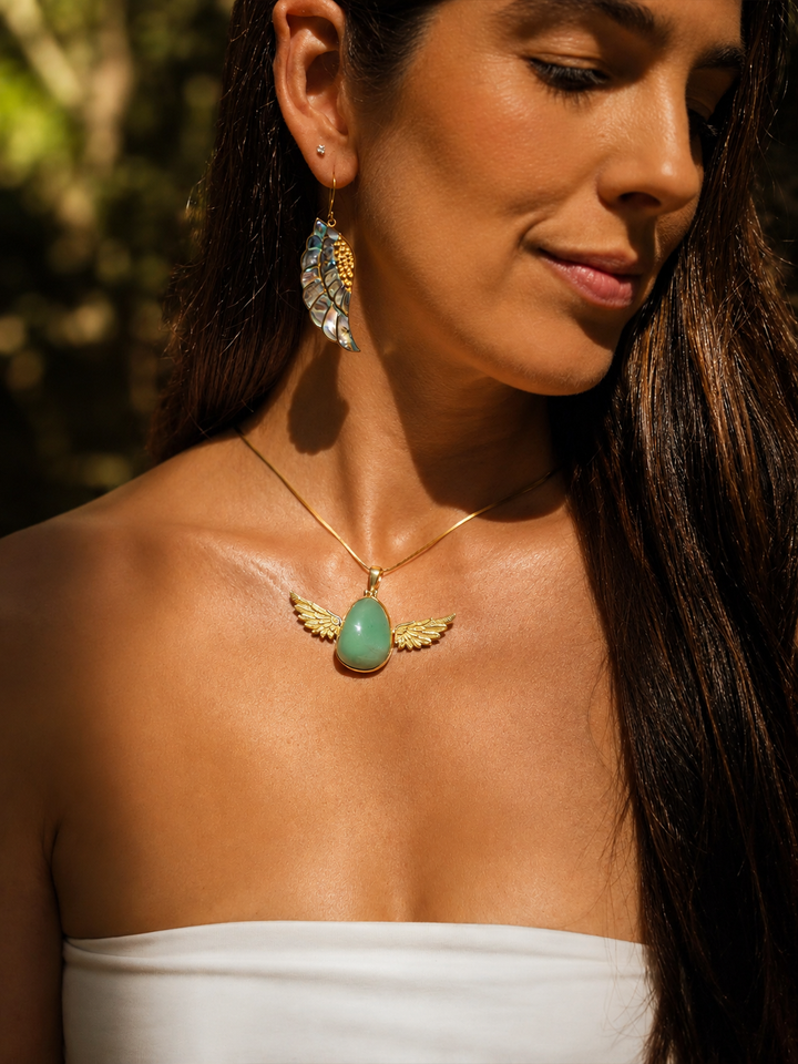 Green Aventurine Anahata Brass Pendant
