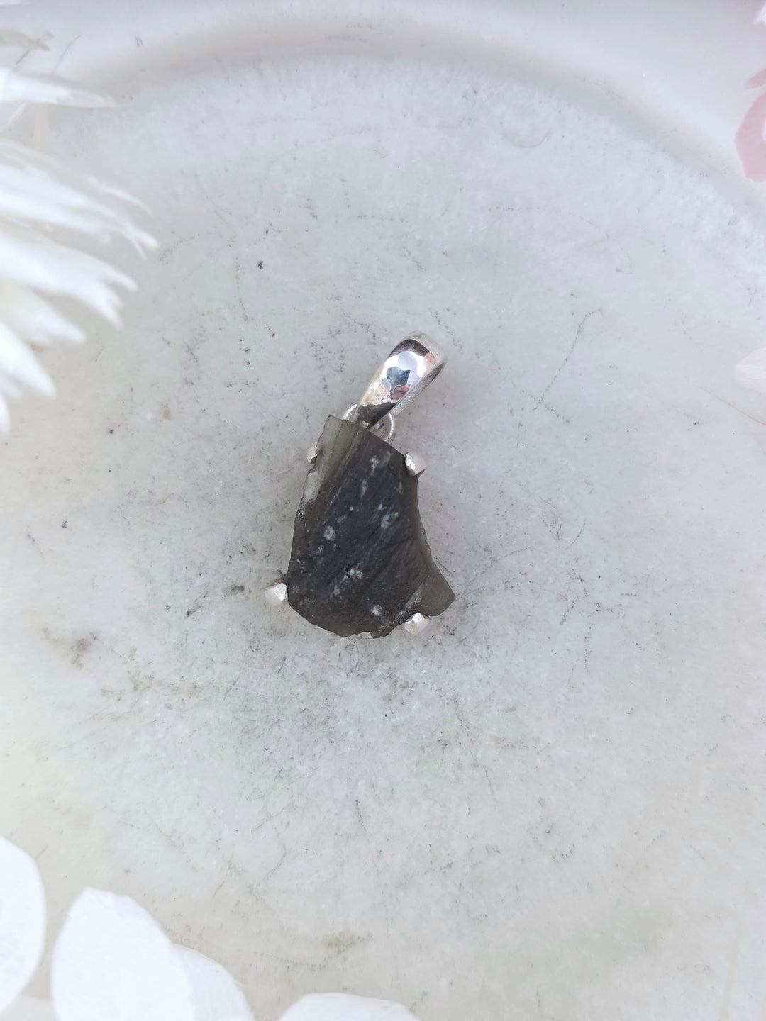 Moldavite Silver Pendant