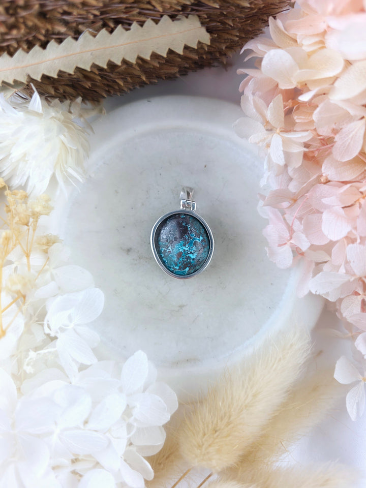 Chrysocolla Silver Pendant