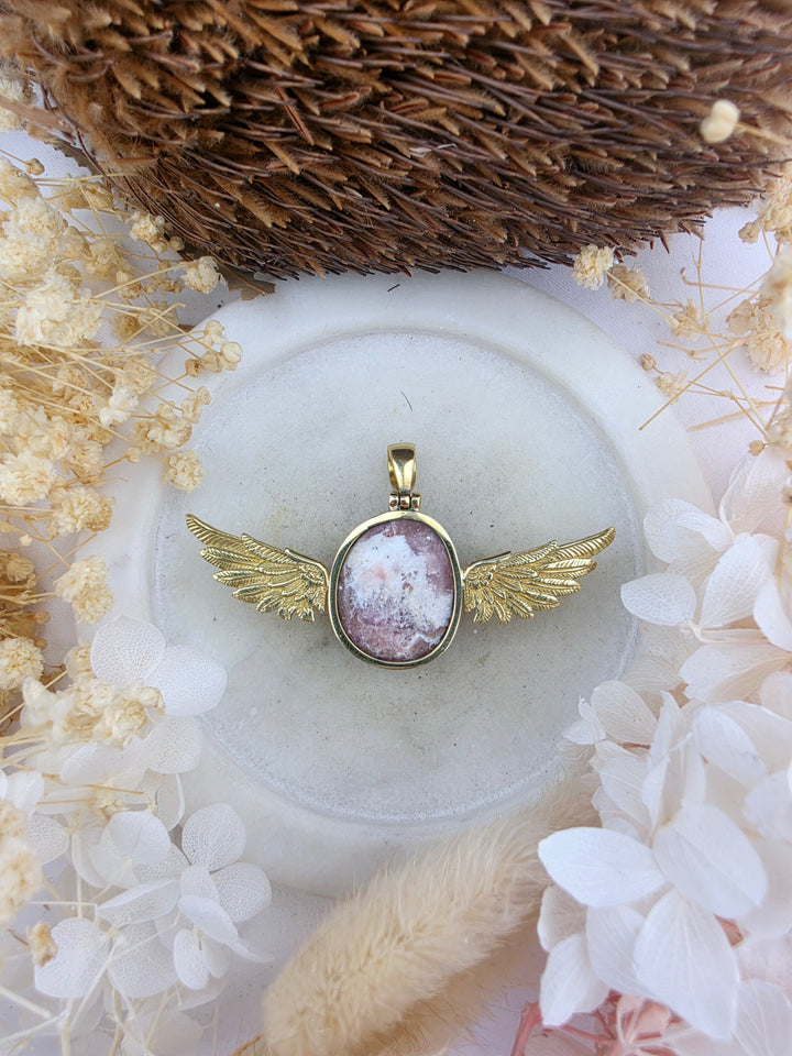 Pink Opal Anahata Brass Pendant