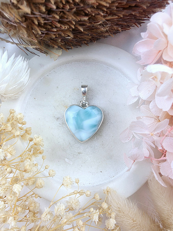 Larimar Heart Silver Pendant