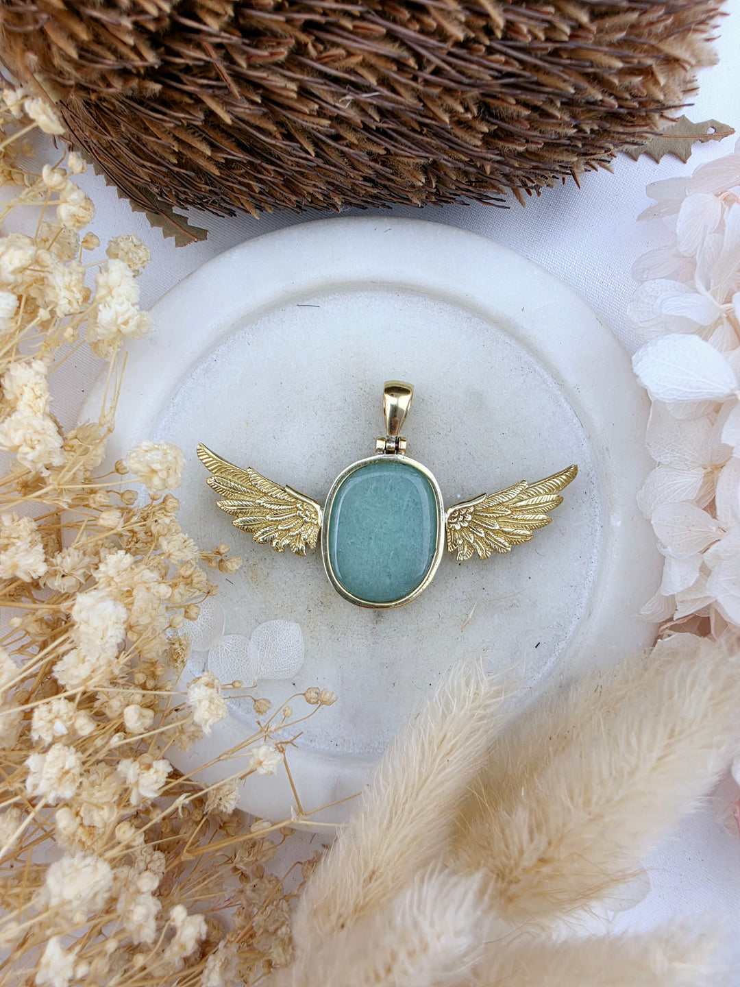 Green Aventurine Anahata Brass Pendant