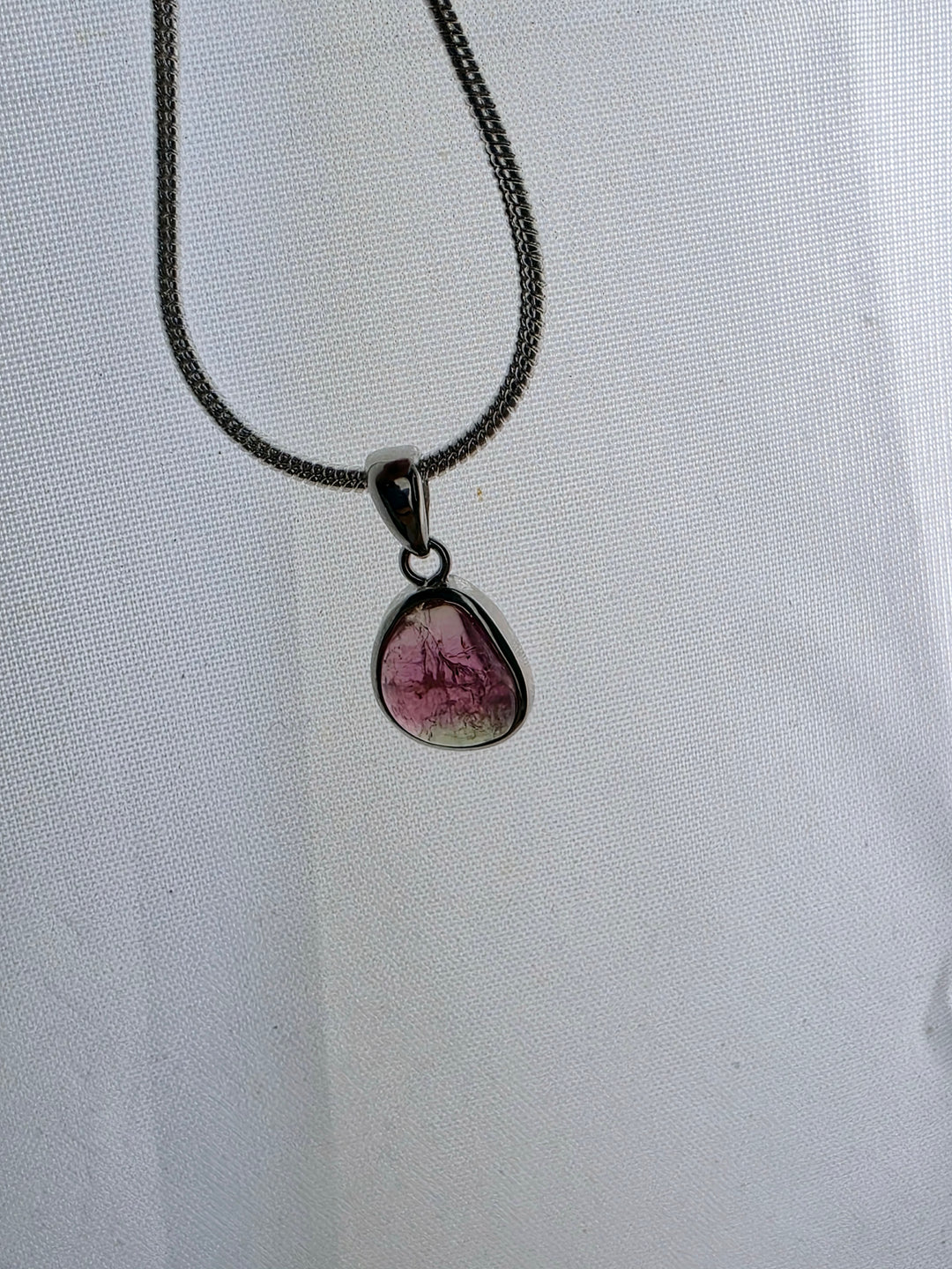 Watermelon Tourmaline Silver Pendant