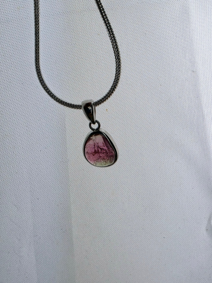 Watermelon Tourmaline Silver Pendant