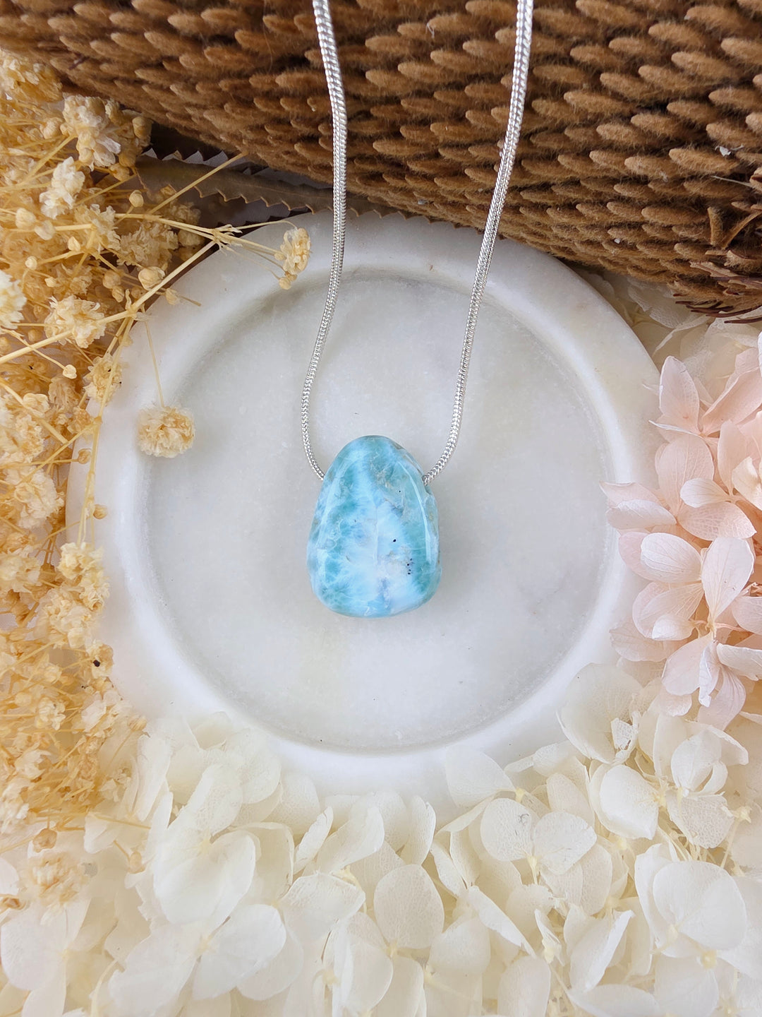 Larimar Tumbled Pendant - Calm Waters