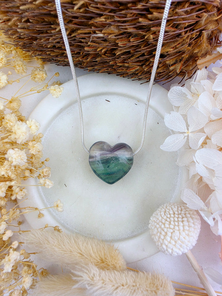 Rainbow Fluorite Heart Pendant — Dream Without Limits