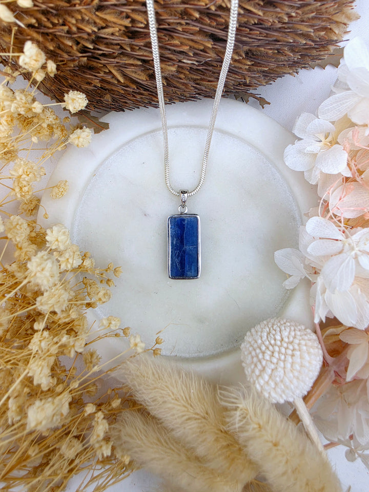 Blue Kyanite Silver Pendant