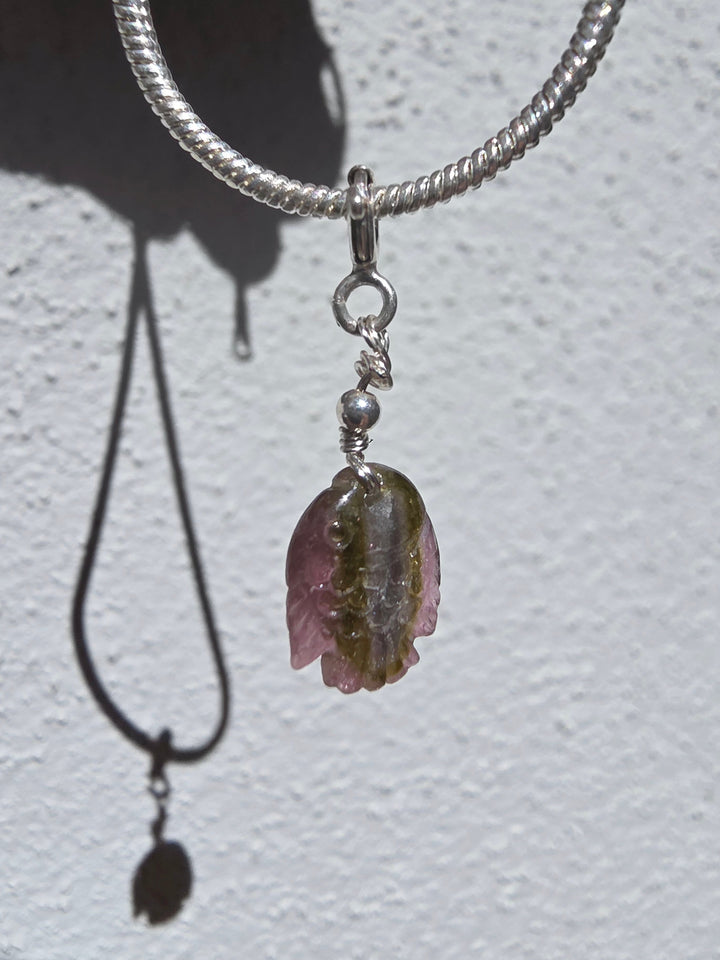 Watermelon Tourmaline Fish Silver Pendant/Charm — Flow & Flourish