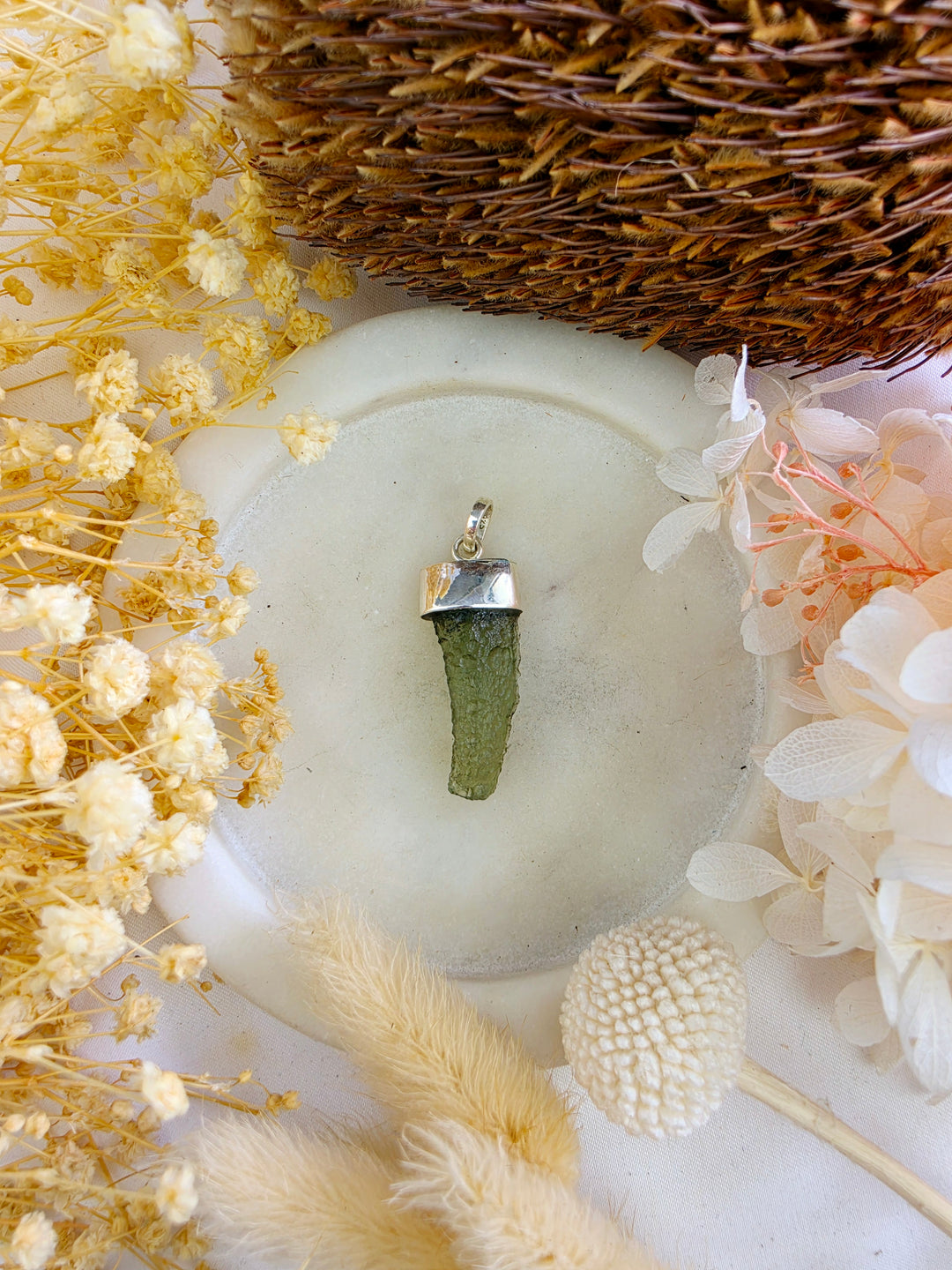 Moldavite Silver Pendant — Manifest & Transform