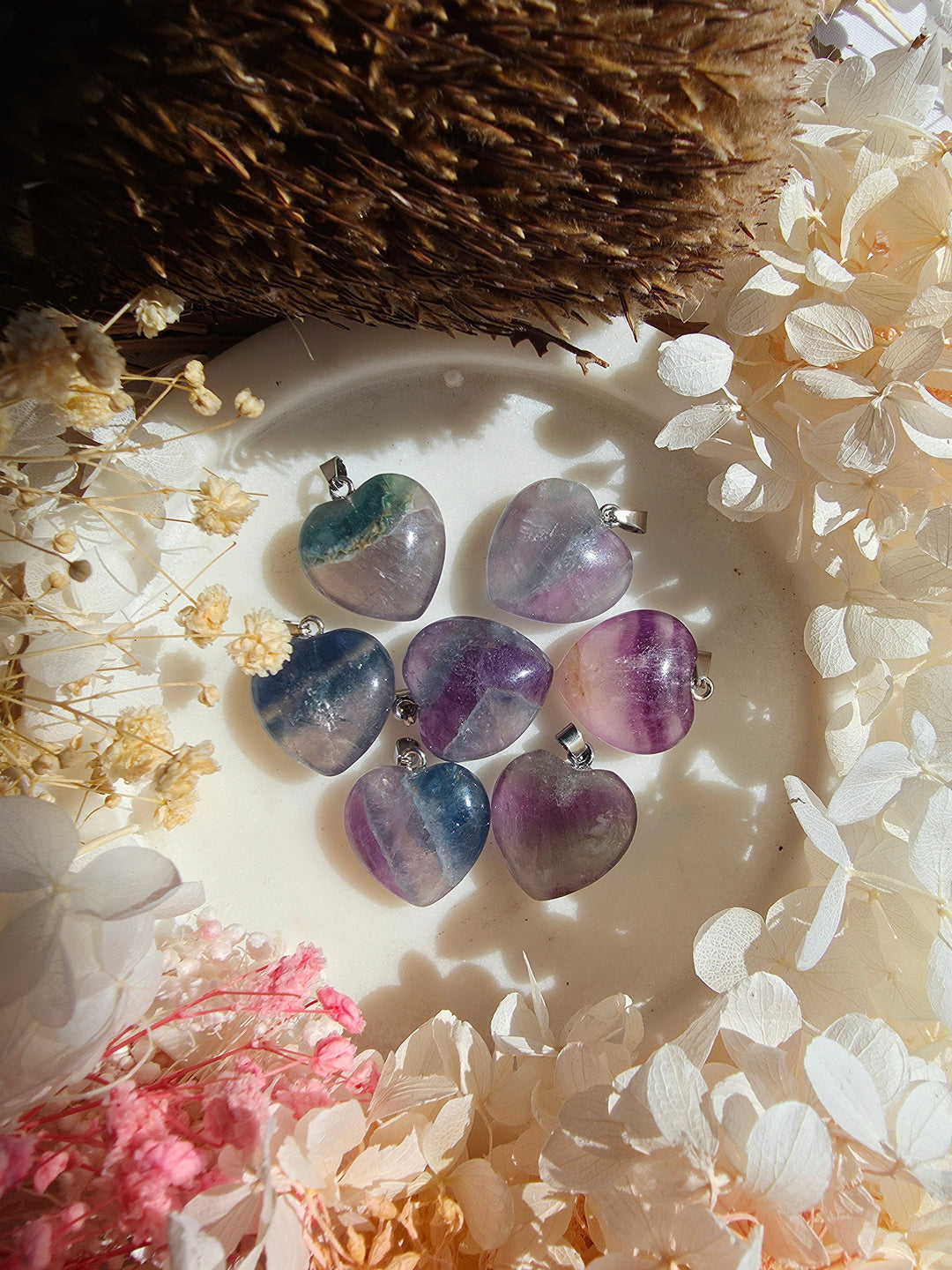 Rainbow Fluorite Heart Pendant