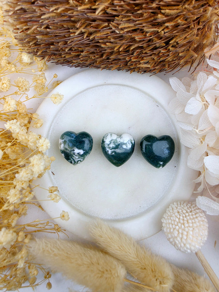 Moss Agate Heart Pendant - New Growth