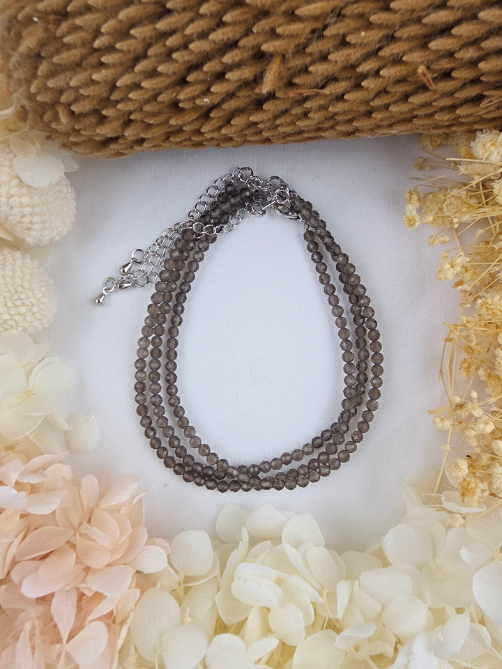 Smoky Quartz Faceted Bracelet - 3mm (Adjustable Chain)
