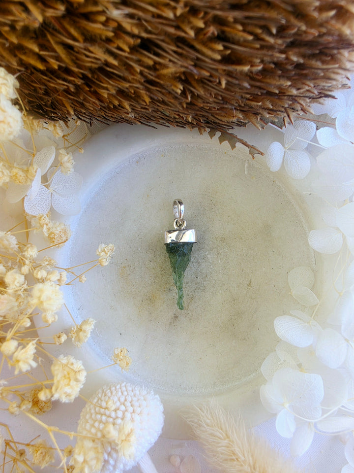 Moldavite Silver Pendant