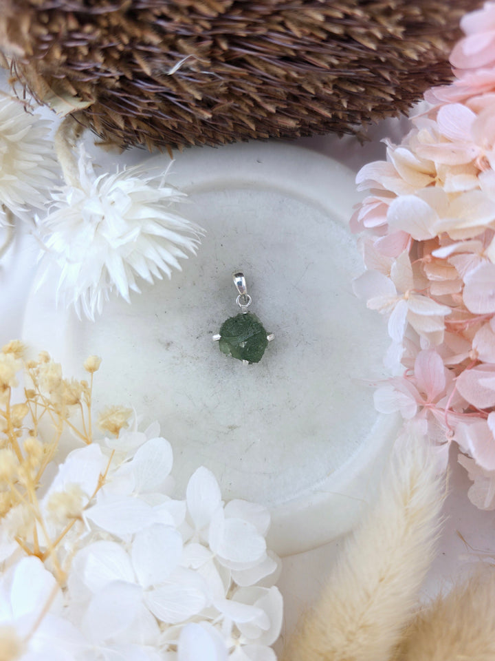 Moldavite Silver Pendant