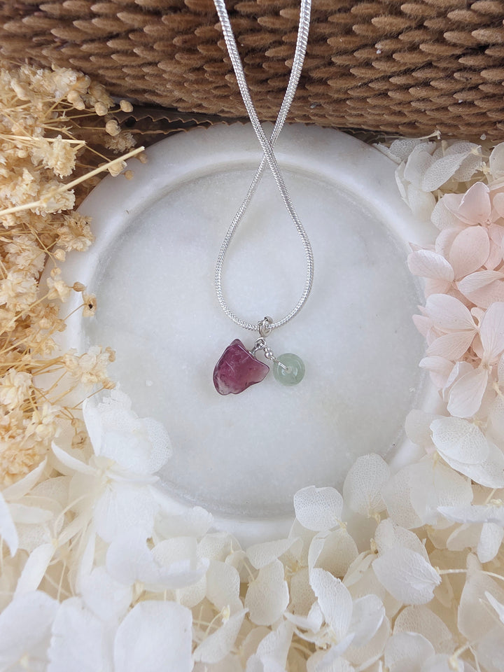 Pink & Green Tourmaline Chakra Silver Pendant/Charm — Heart Wide Open