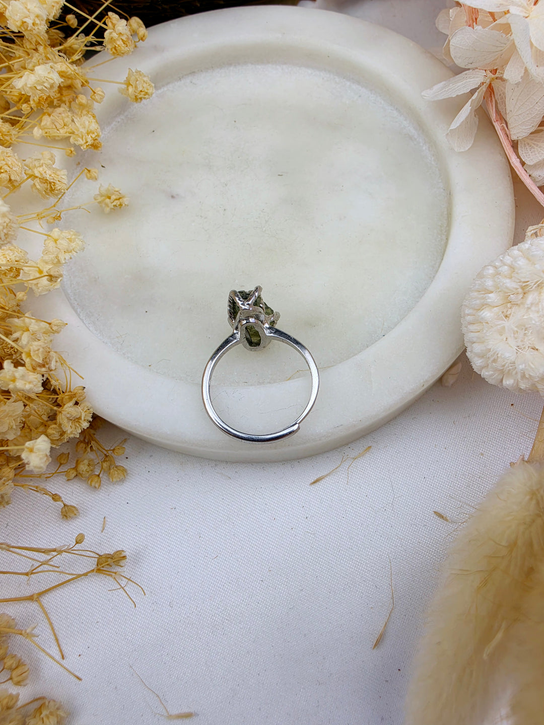 Moldavite Silver Ring - Adjustable
