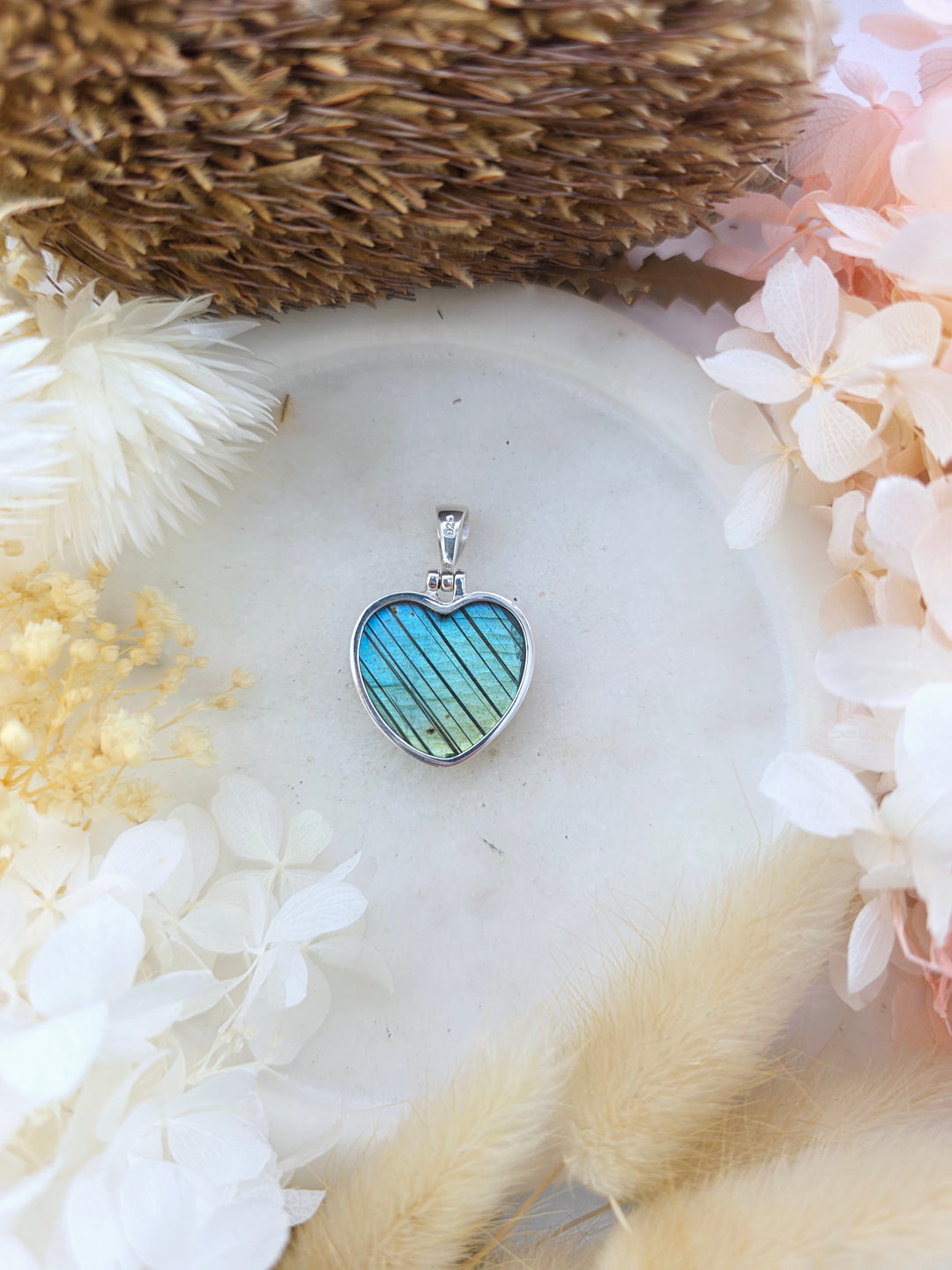 Labradorite Heart Silver Pendant