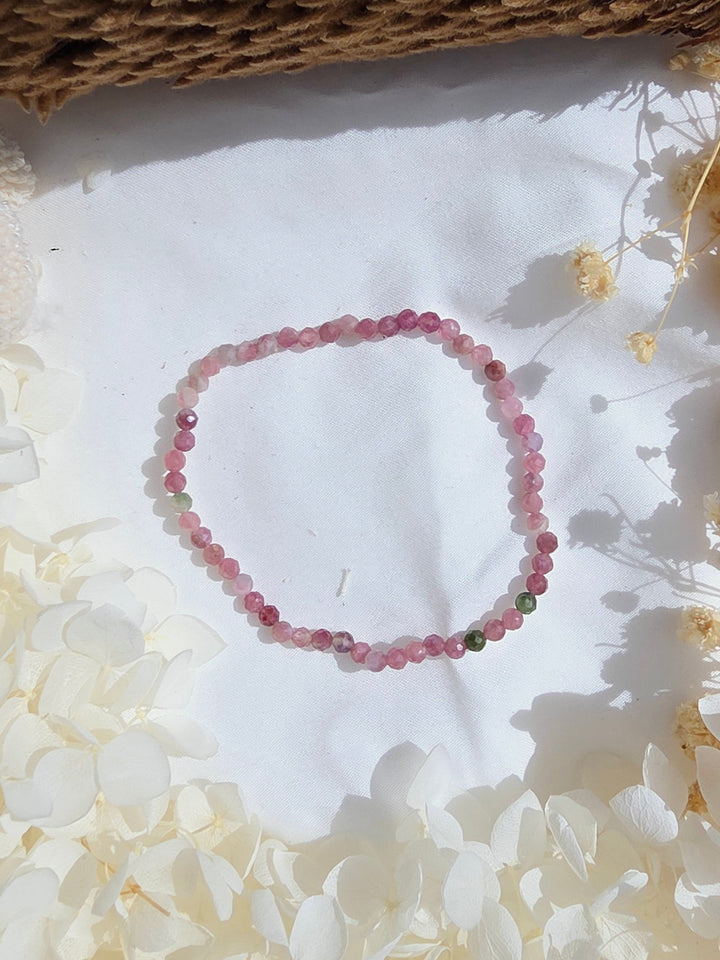 Pink and Green Tourmaline Faceted Bracelet - 4mm