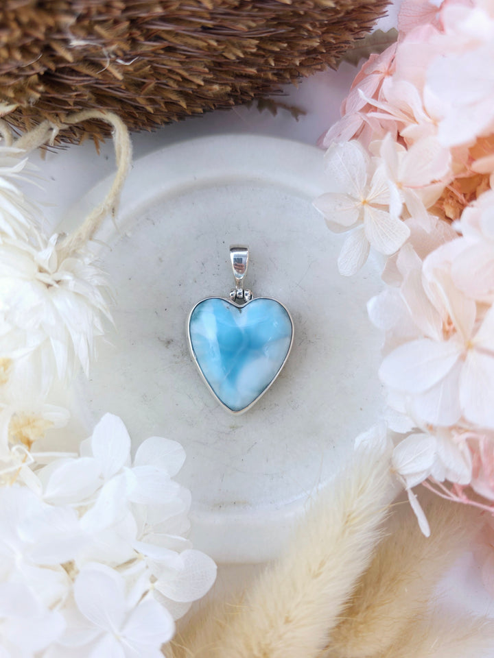 Larimar Heart Silver Pendant