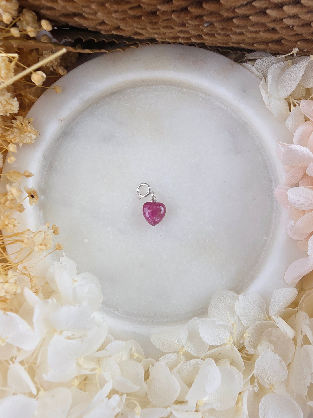 Pink Tourmaline Heart Silver Pendant/Charm — Worthy of Love