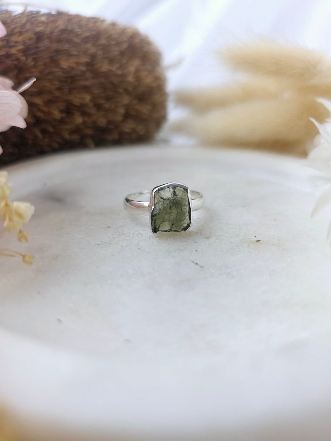 Moldavite Silver Ring