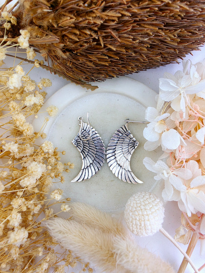 Divine Goddess Wing Silver Earrings