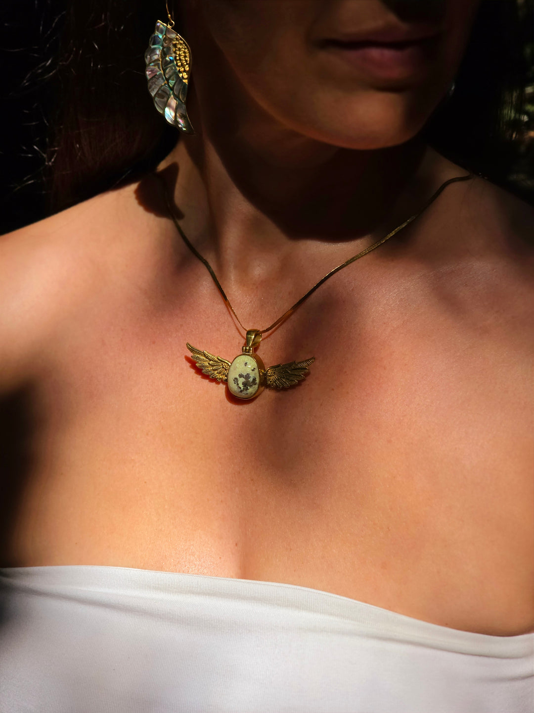 Serpentine Anahata Brass Pendant