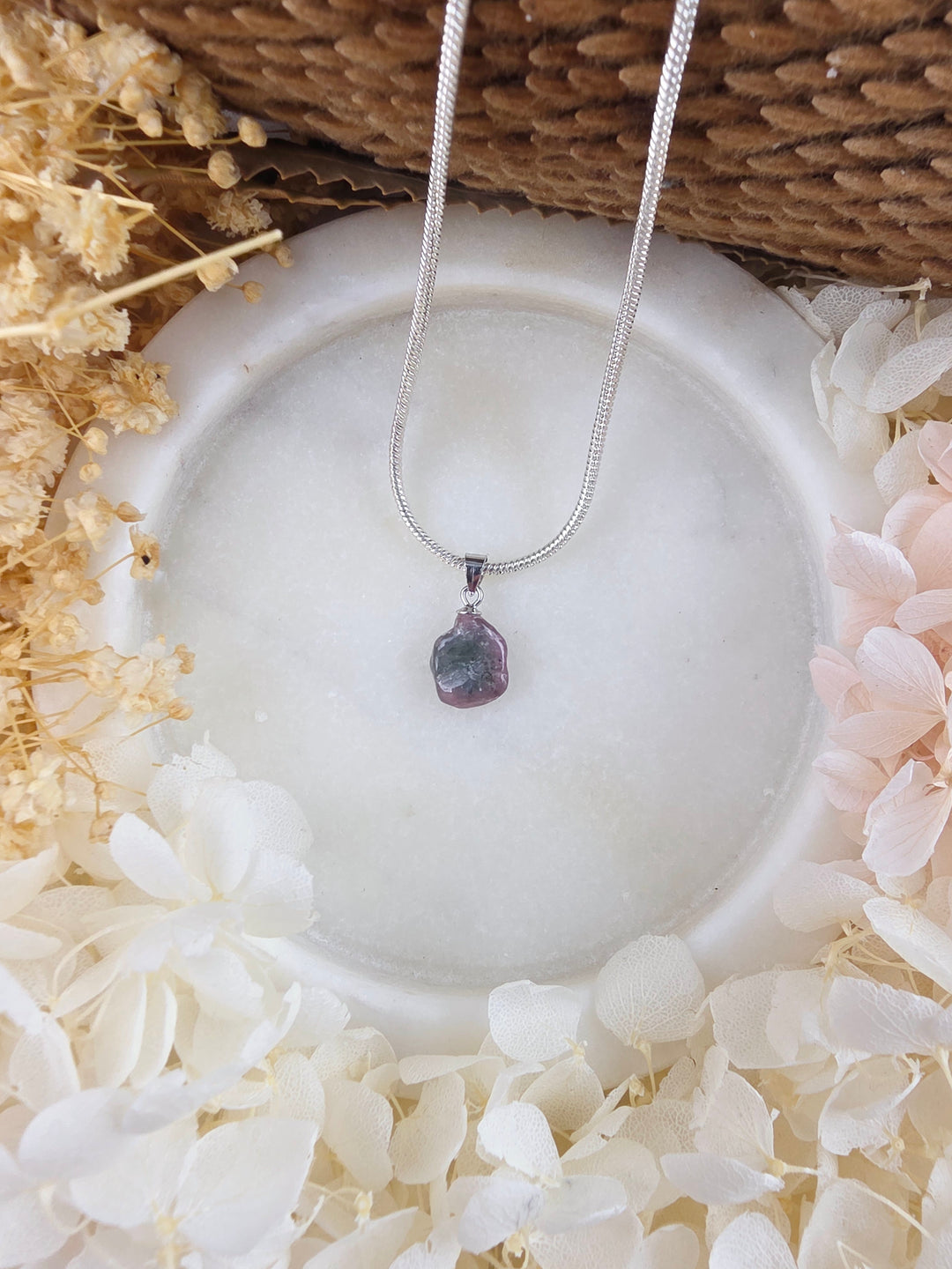 Pink & Green Tourmaline Silver Pendant — Flow & Flourish