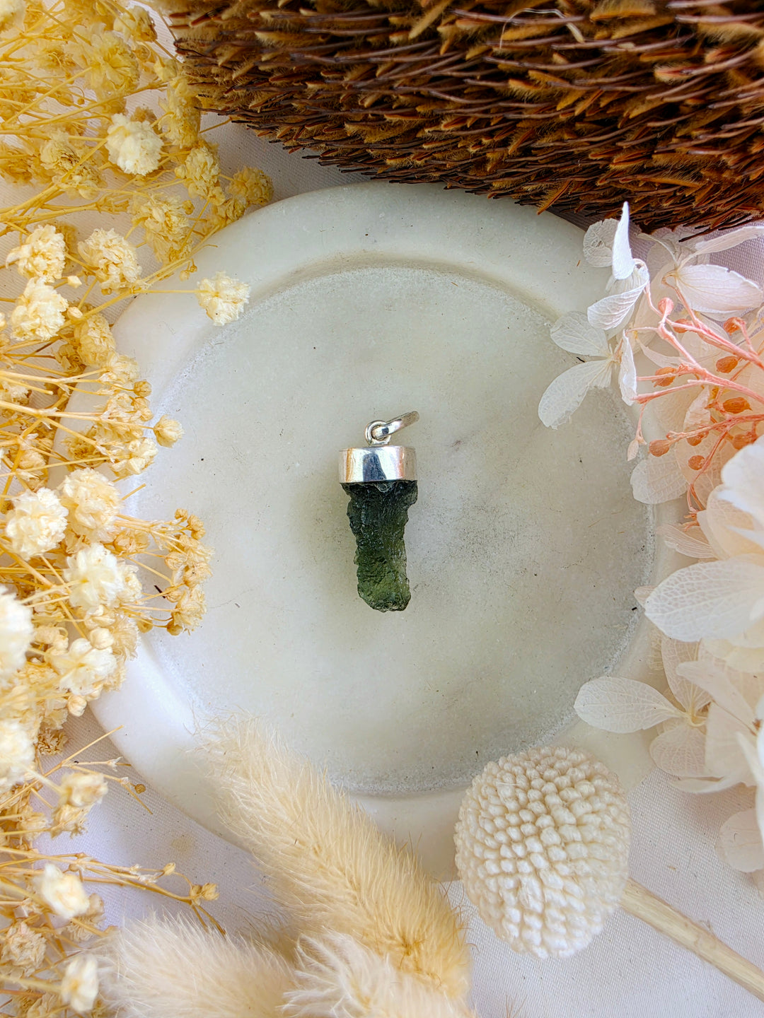 Moldavite Silver Pendant — Manifest & Transform