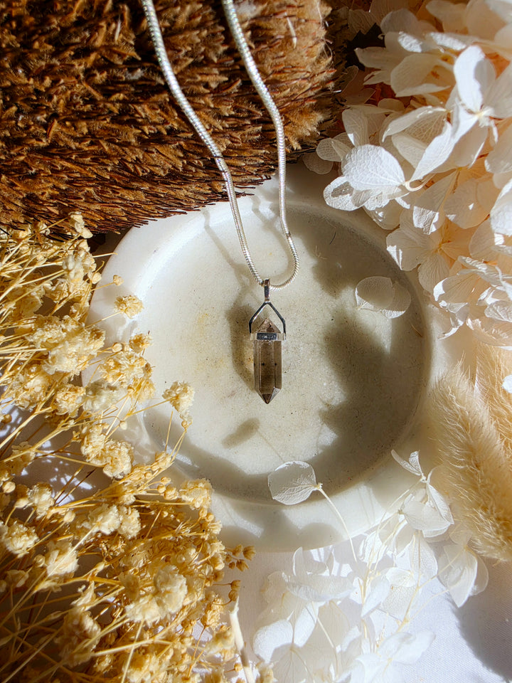 Smoky Quartz Alignment Silver Pendant