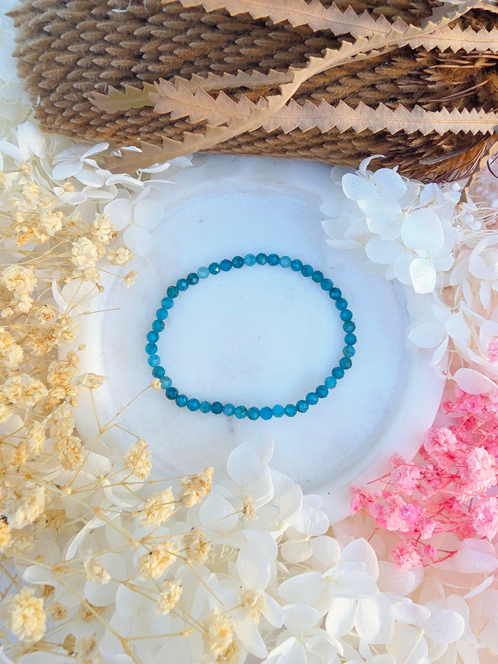 Blue Apatite Faceted Bracelet - 4mm