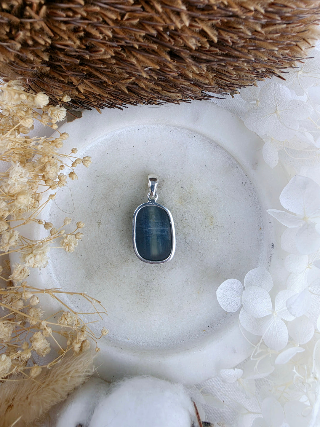 Blue Kyanite Silver Pendant
