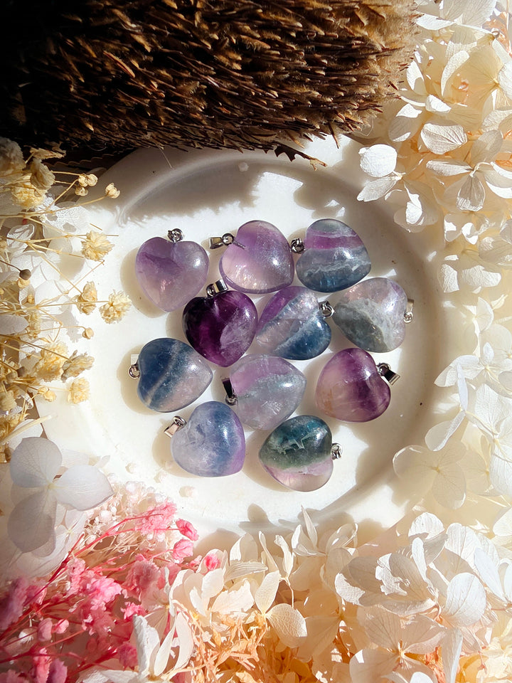 Rainbow Fluorite Heart Pendant