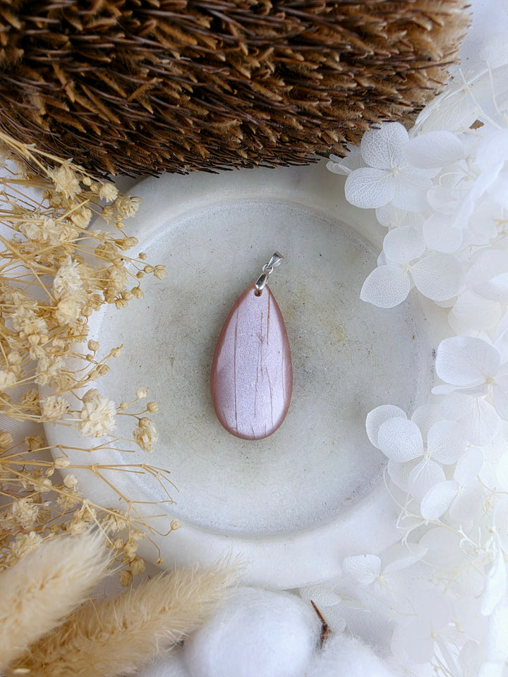 Peach Moonstone Silver Pendant