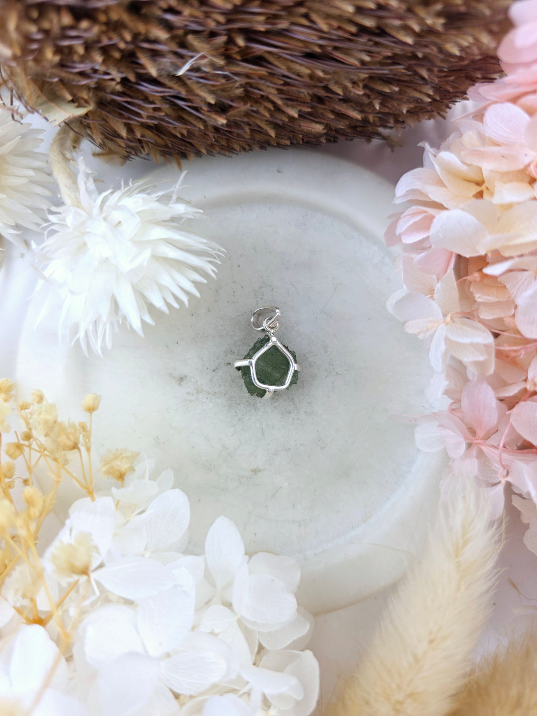 Moldavite Silver Pendant